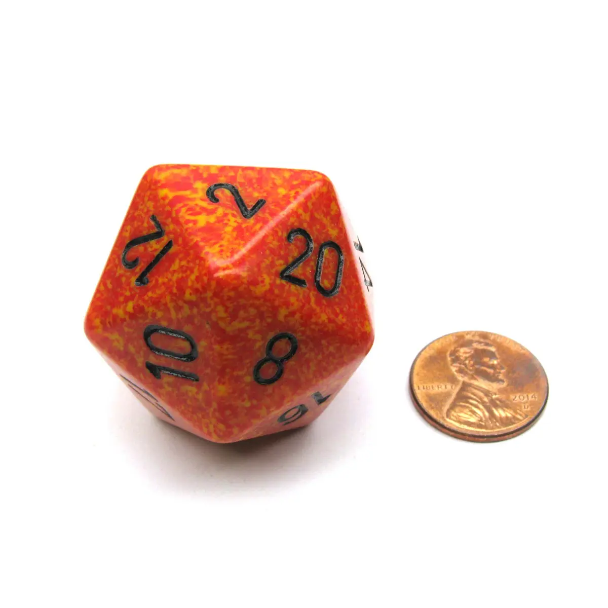 34mm Large 20-Sided D20 Speckled Chessex Dice, 1 Die - Fire