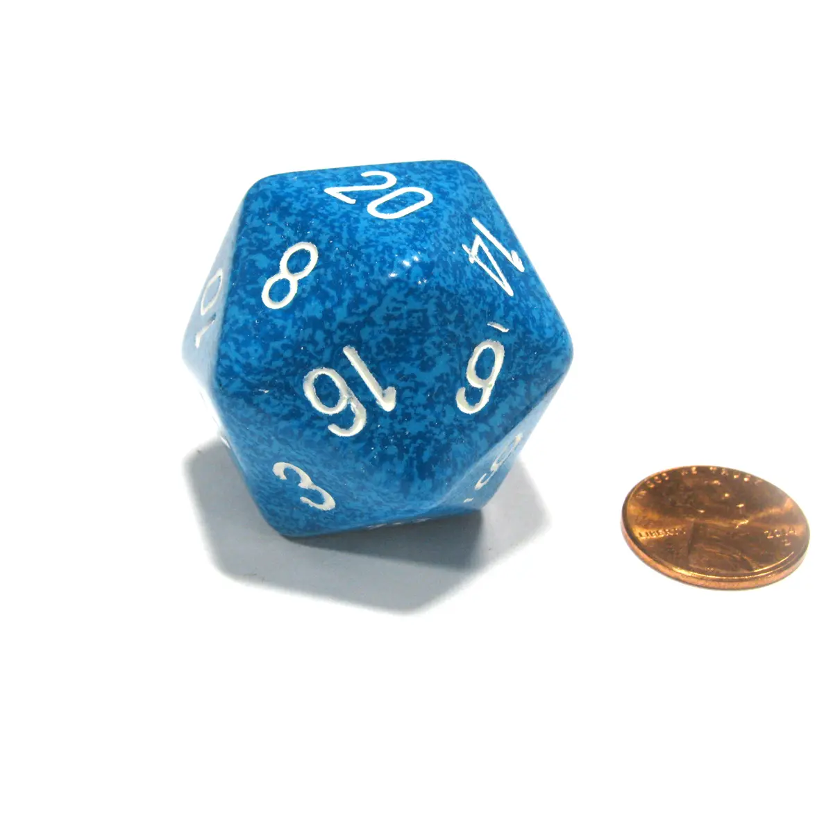 34mm Large 20-Sided D20 Speckled Chessex Dice, 1 Die - Water