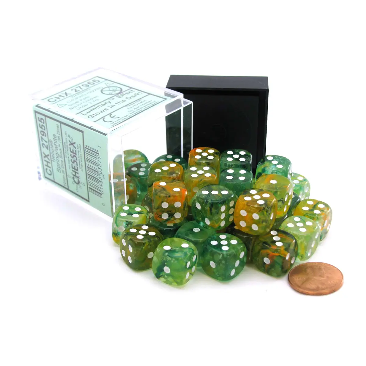 Nebula 12mm D6 Dice Block (36 Dice) - Spring with White Pips
