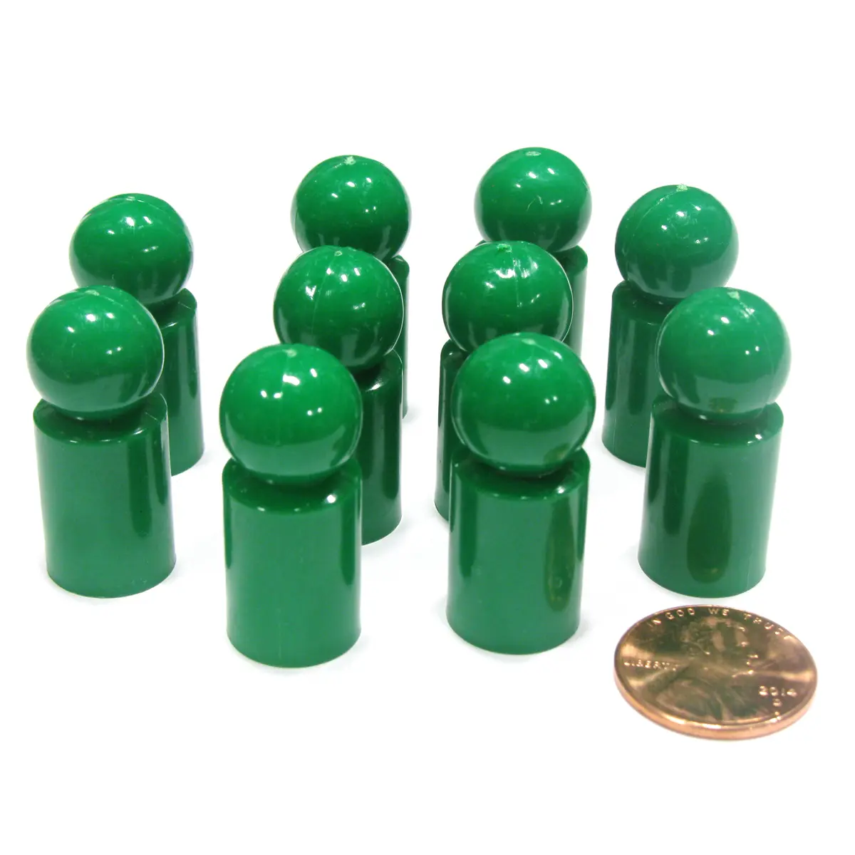 Set of 10 Ball Pawns 30mm Peg Pieces for Board Game Play - Green