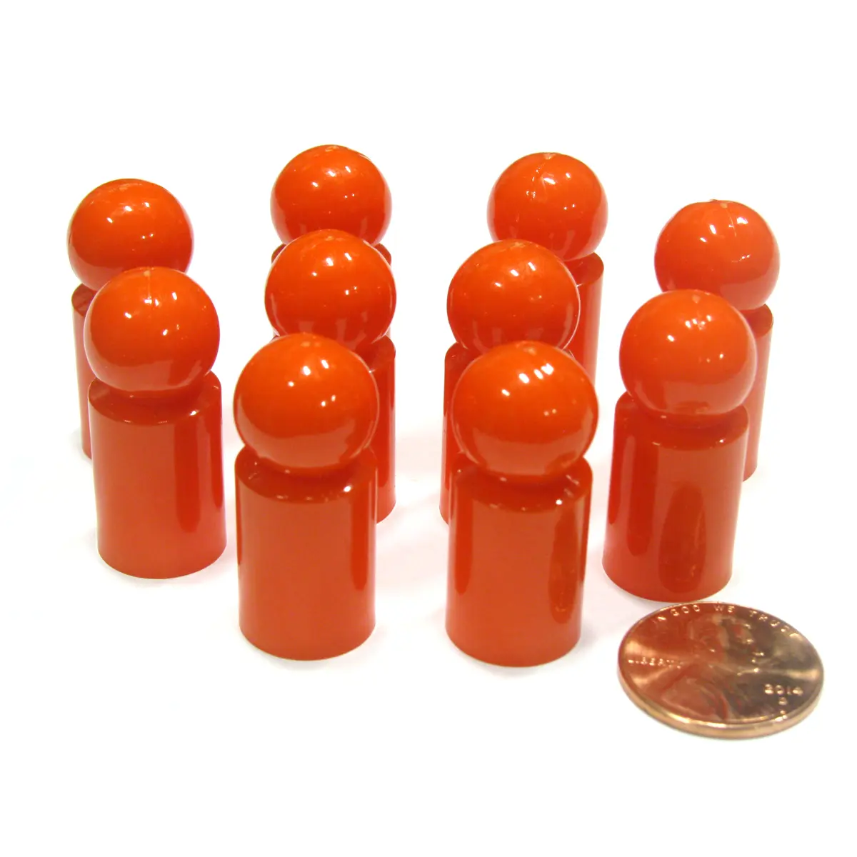 Set of 10 Ball Pawns 30mm Peg Pieces for Board Game Play - Orange
