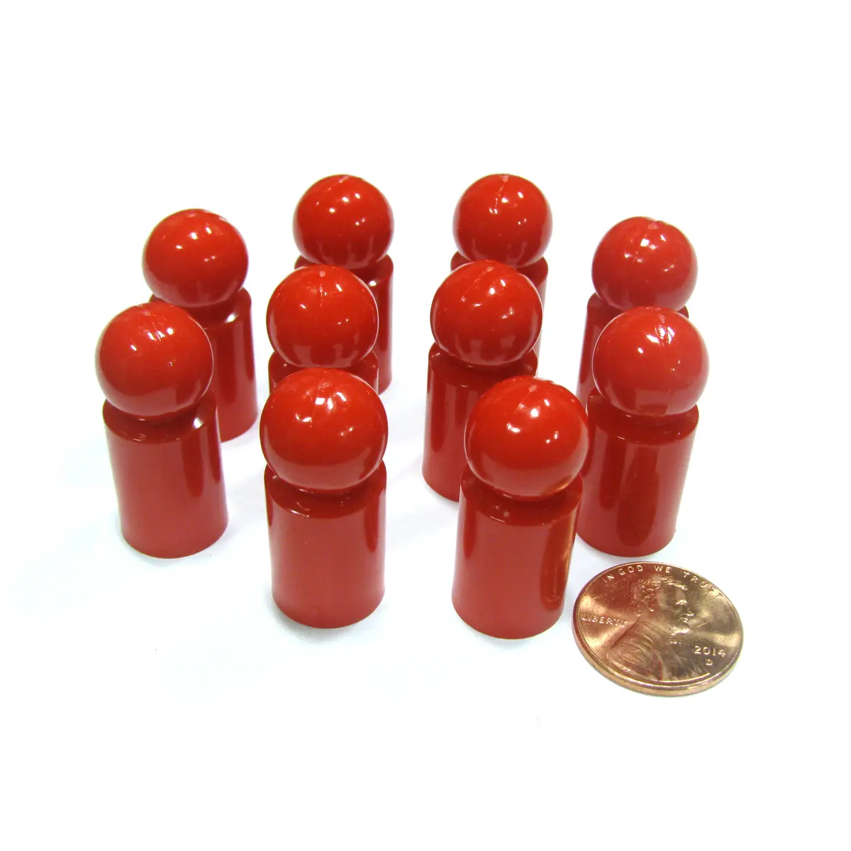 Set of 10 Ball Pawns 30mm Peg Pieces for Board Game Play - Red