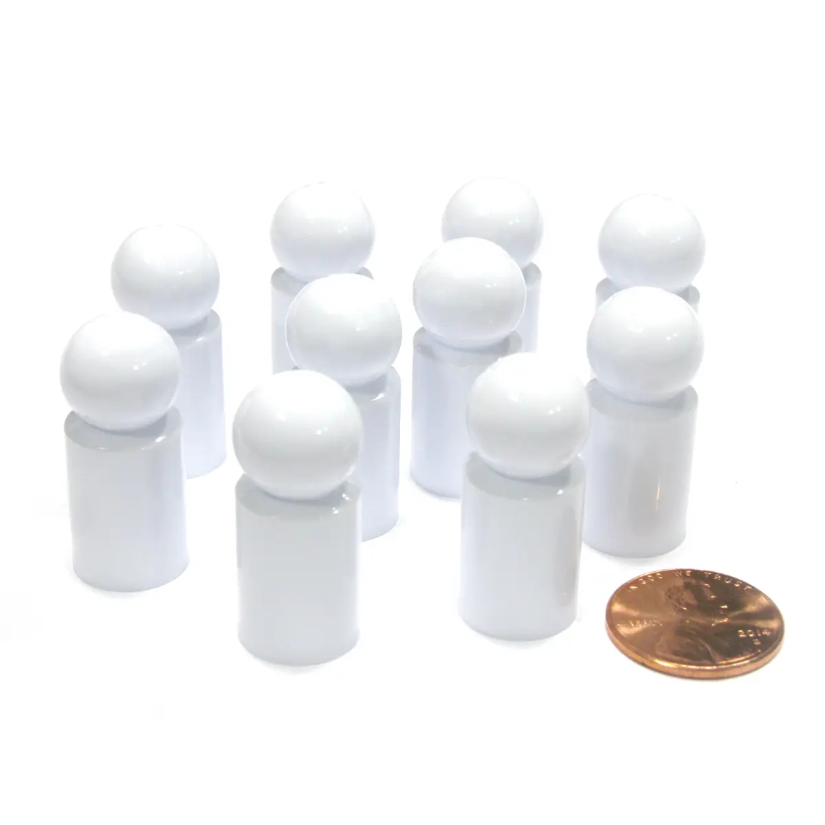 Set of 10 Ball Pawns 30mm Peg Pieces for Board Game Play - White