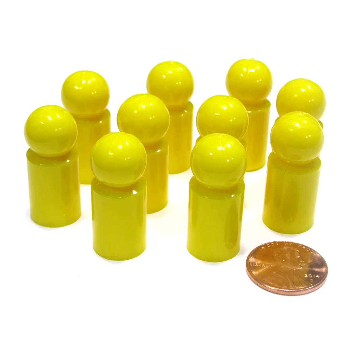 Set of 10 Ball Pawns 30mm Peg Pieces for Board Game Play - Yellow