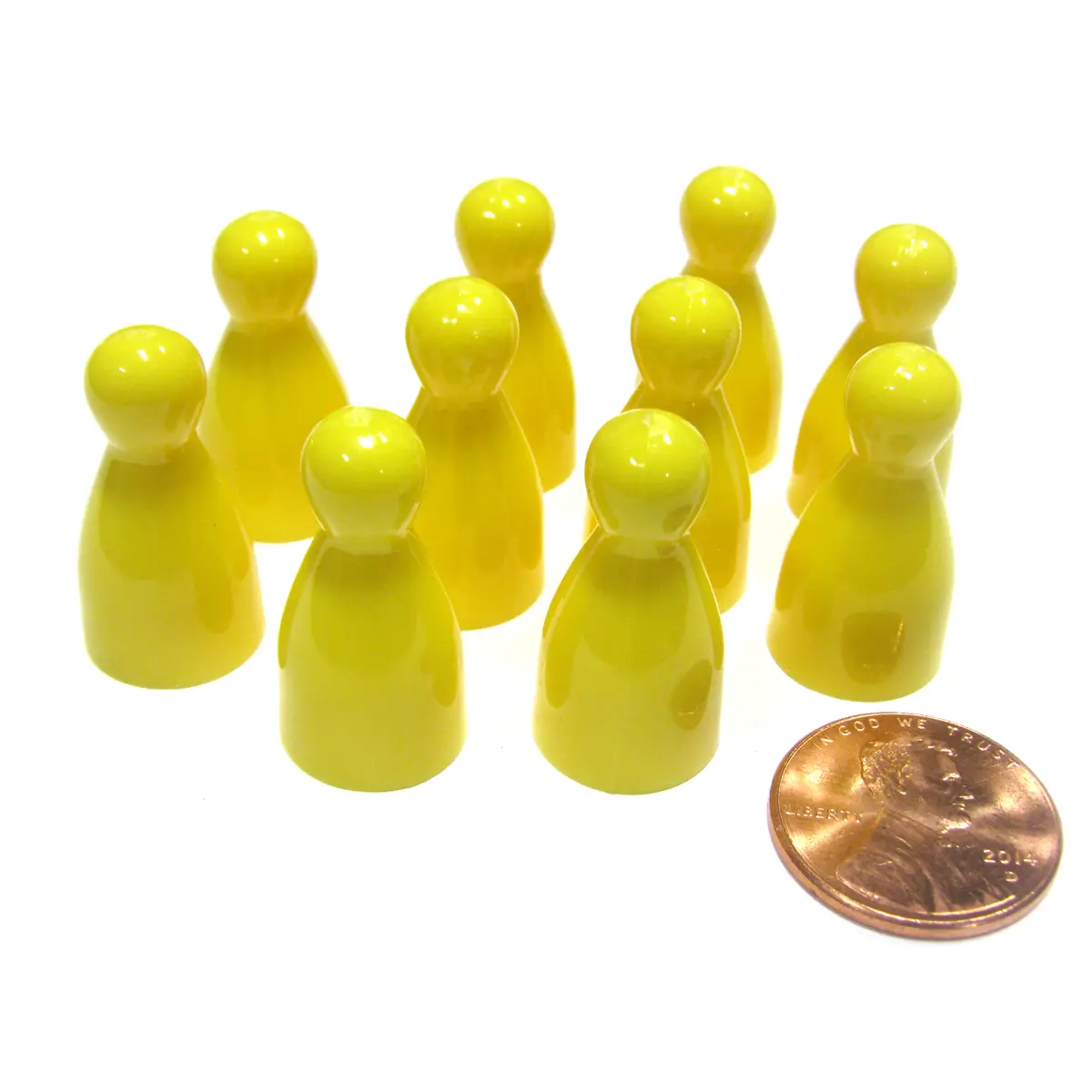 Set of 10 Halma 25mm Pawns Pawn Peg Pegs Board Game Play Pieces - Yellow