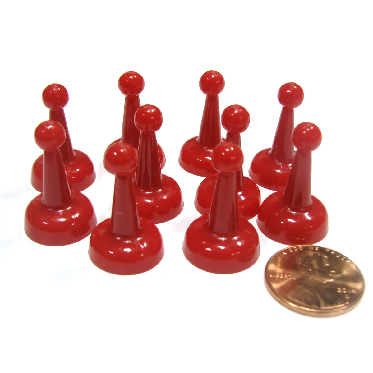 Set of 10 Standard Pawns 25mm Peg Pieces for Board Game Play - Red