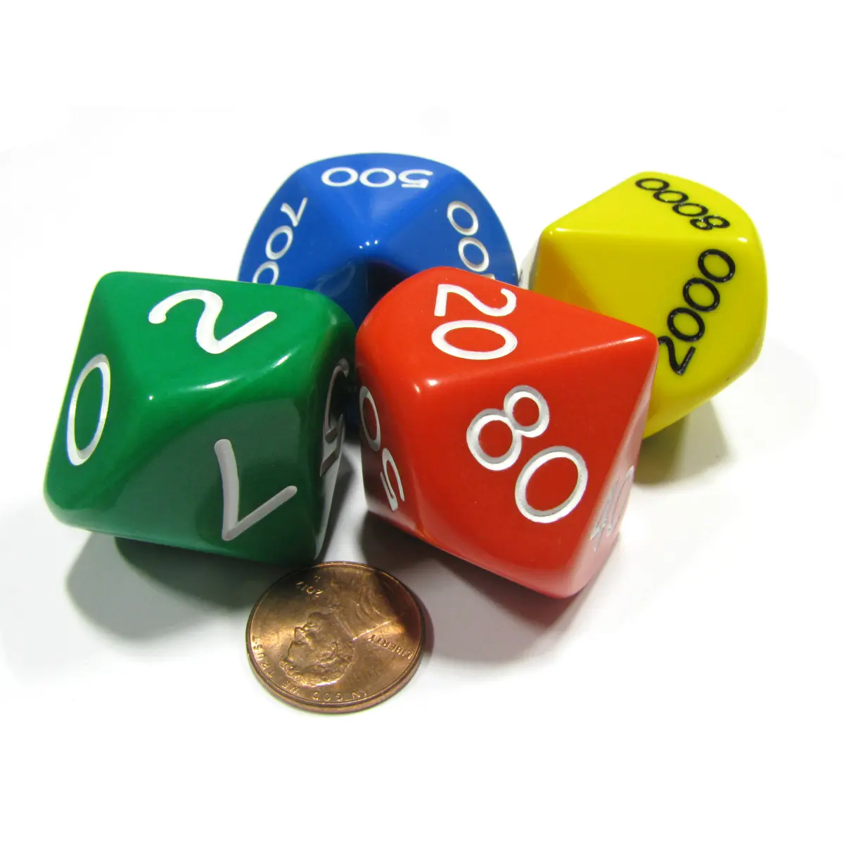 Set of 4 Jumbo 29mm Place Value D10 Dice - Number Die for Counting 0 to 9,999