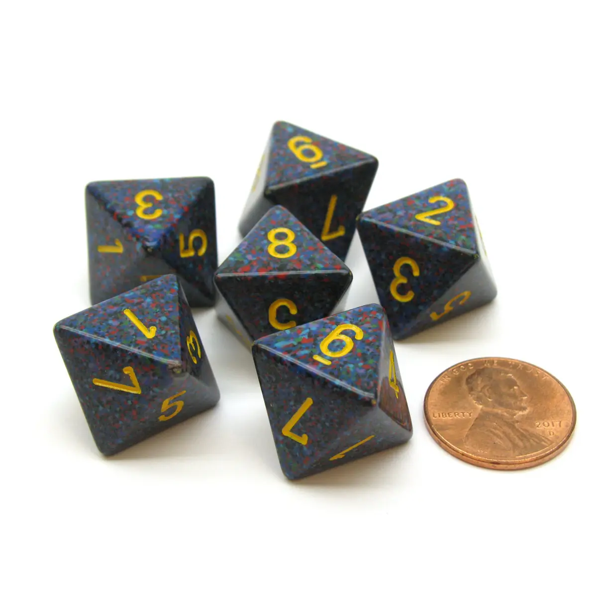 Speckled 15mm 8 Sided D8 Chessex Dice, 6 Pieces - Twilight